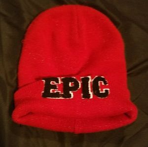 Red epic beanie